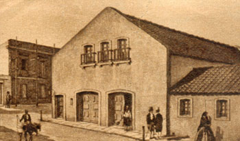 Casa de Comedias de Montevideo (c. 1838) Dibujo de Juan Manuel Besnes e Irigoyen